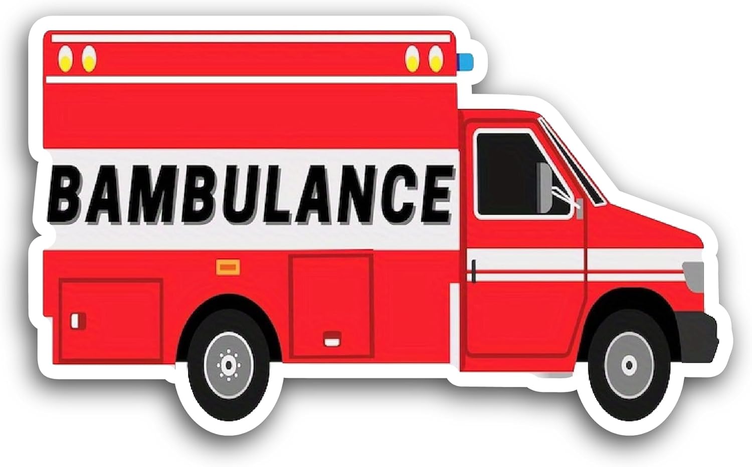 2 (Pieces) 3" and 5" Bambulance Sticker, Waterproof Vinyl Decals for Many Purpose Like Cars, Trucks, Laptops, Phones, Windows and More