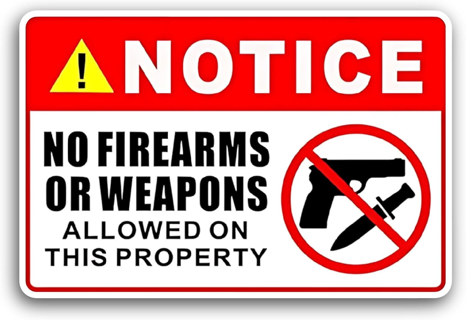 2 (Pieces) 3" and 5" Notice No Firearms Or Weapons Sticker, Waterproof Vinyl Decals for Many Purpose Like Cars, Trucks, Laptops, Phones, Windows and More