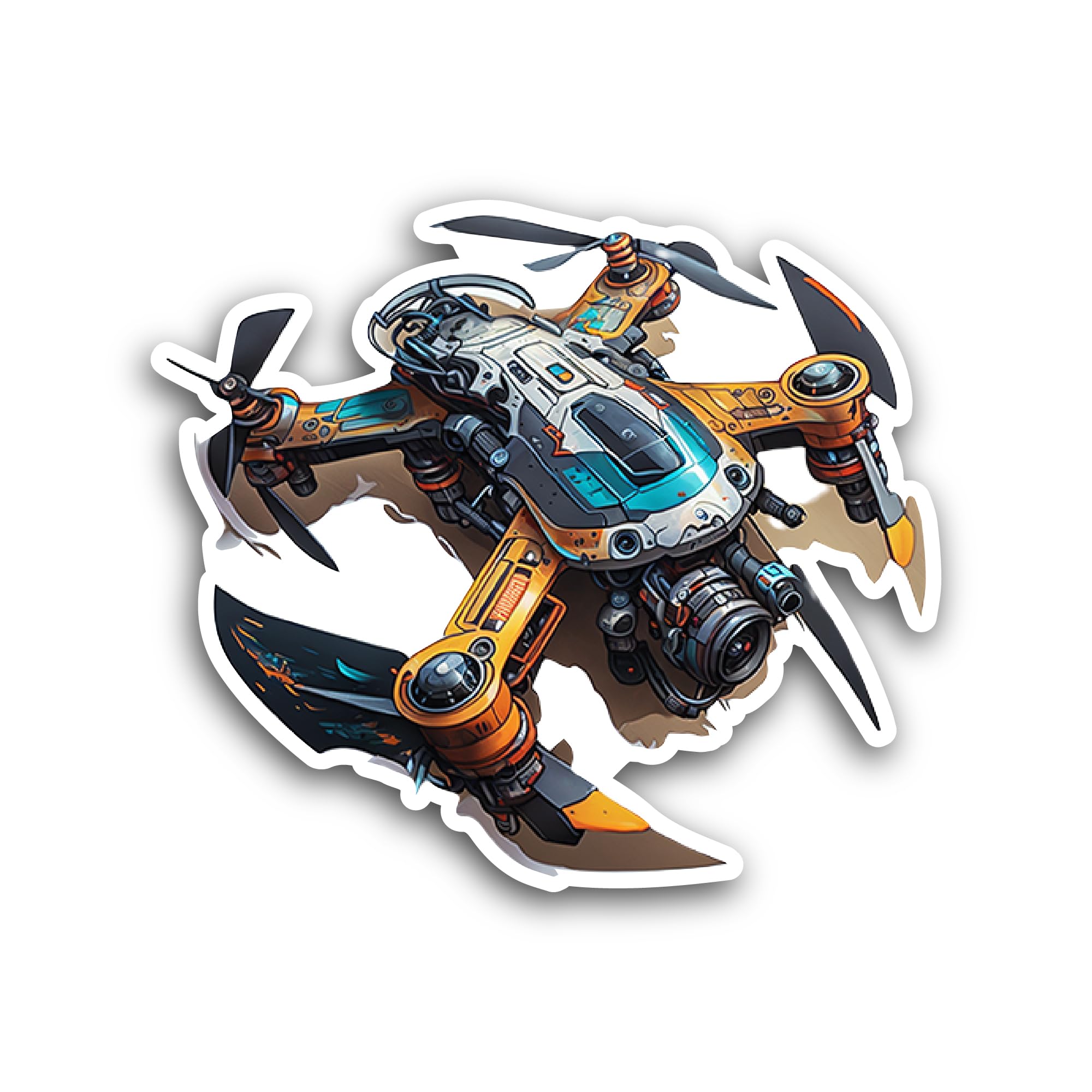 2 (Pieces) 3" and 5" Modern Drone Sticker, Waterproof Vinyl Decals for Many Purpose Like Cars, Truck