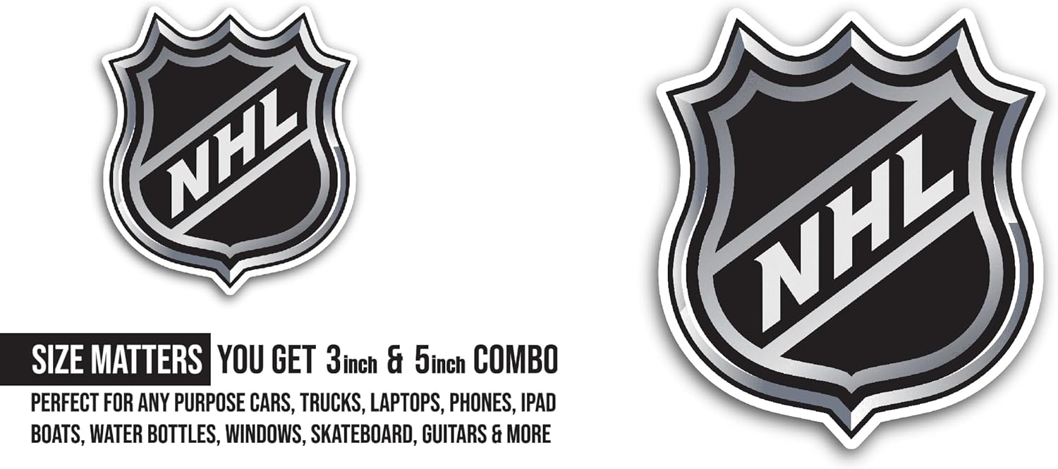 2 (Pieces) 3" and 5" National H0ckey League Sticker, Waterproof Vinyl Decals for Many Purpose Like Cars, Trucks, Laptops, Phones, Windows and More