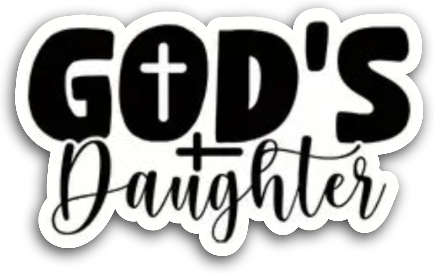 2 (Pieces) 3" and 5" God's Daughter Cross Decal Sticker,Waterproof Vinyl Decals for Many Purpose Like Cars, Trucks, Laptops, Phones, Windows and More