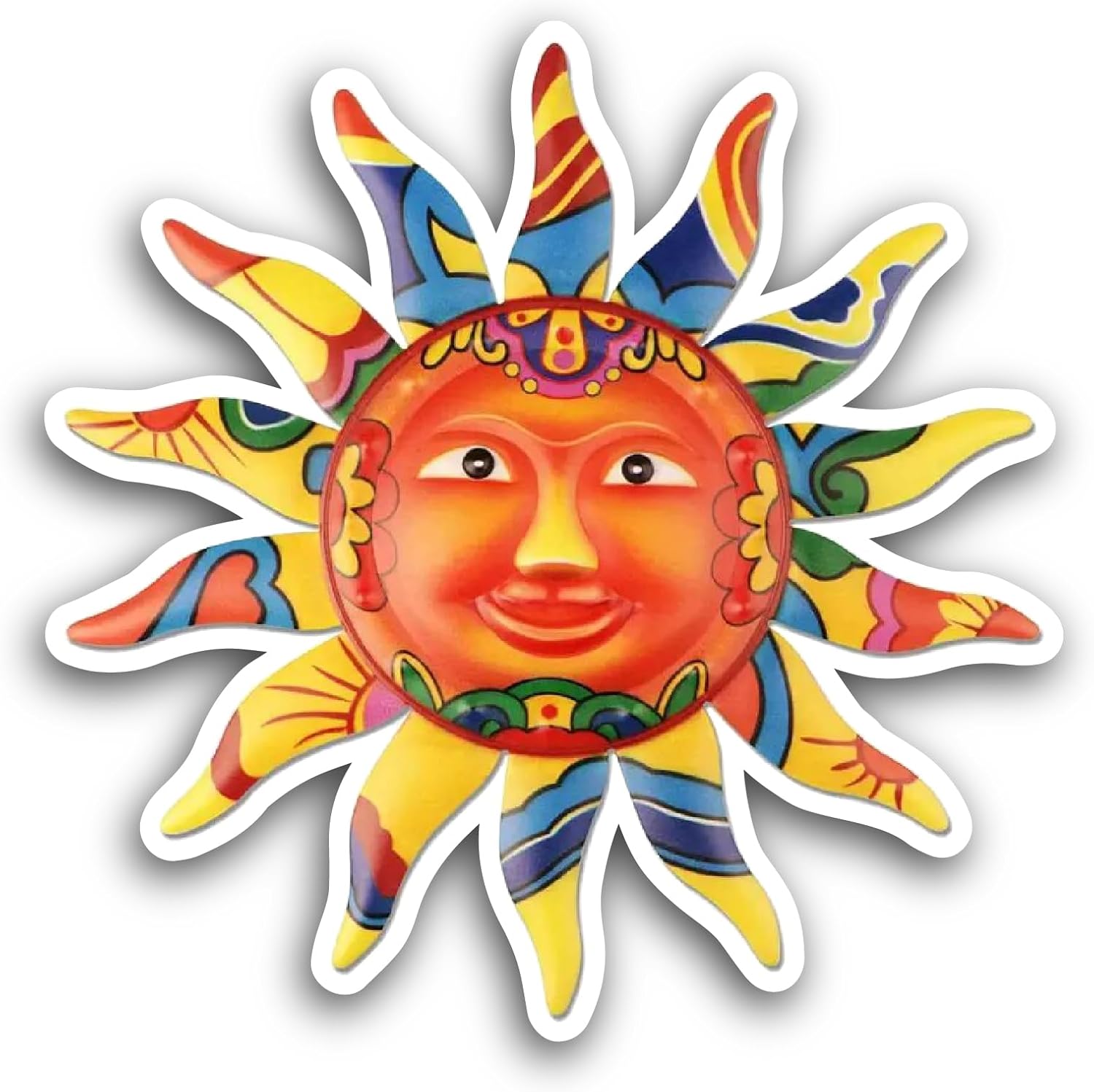 2 (Pieces) 3" and 5" Sun Face Art Sticker, Waterproof Vinyl Decals for Many Purpose Like Cars, Trucks, Laptops, Phones, Windows and More
