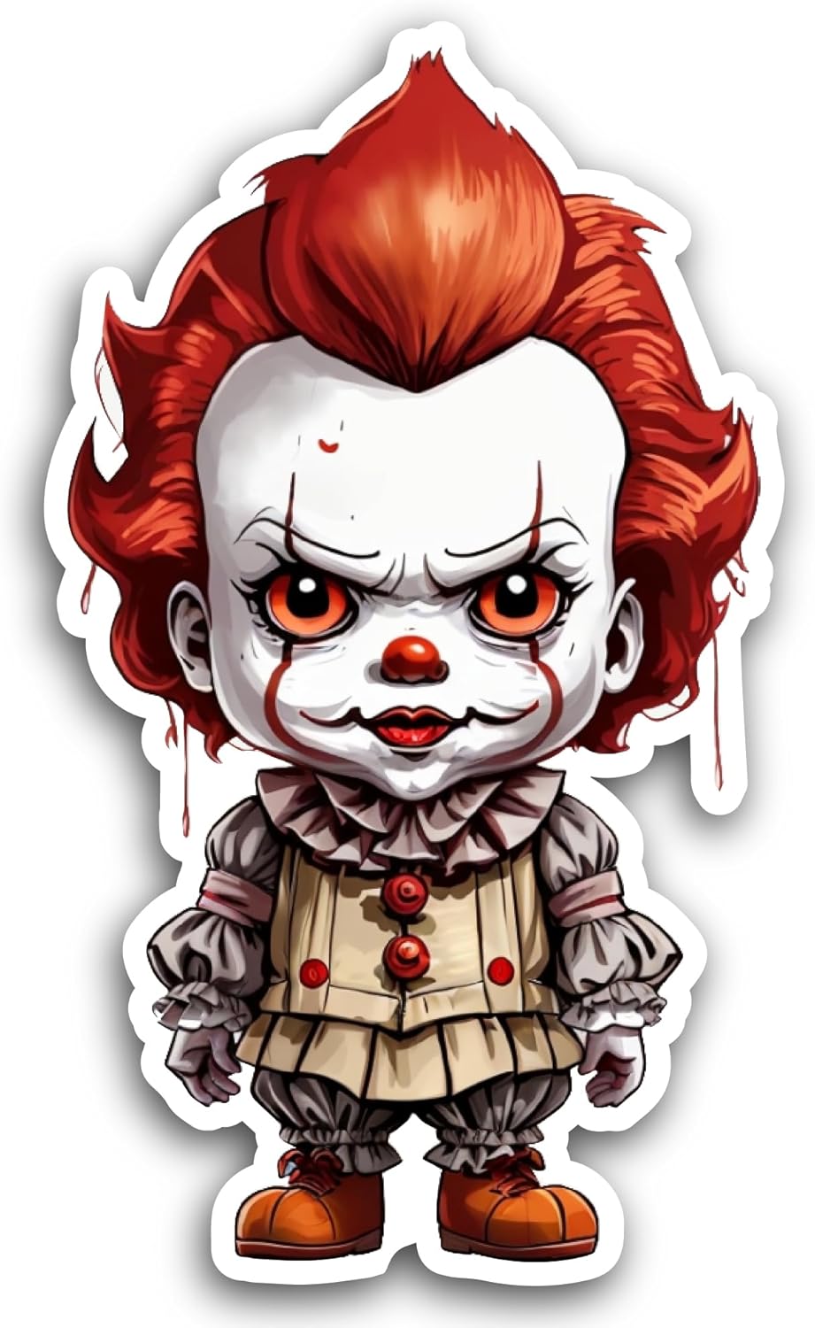2 (Pieces) 3" and 5" Clown with Red Hair Sticker, Waterproof Vinyl Decals for Many Purpose Like Cars, Trucks, Laptops, Phones, Windows and More