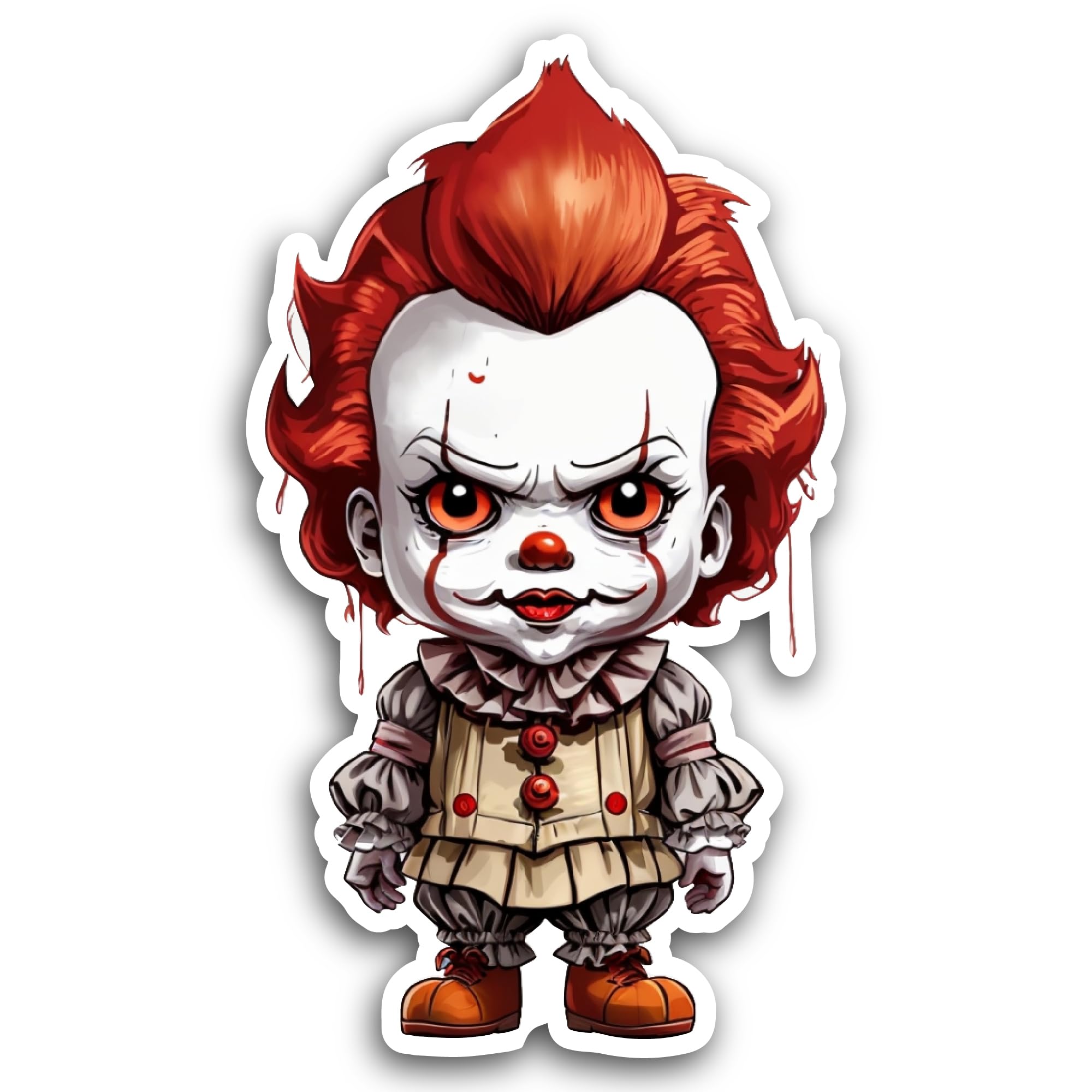 2 (Pieces) 3" and 5" Clown with Red Hair Sticker, Waterproof Vinyl Decals for Many Purpose Like Cars