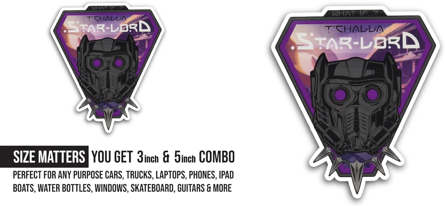2 (Pieces) 3" and 5" Starlord Sticker, Waterproof Vinyl Decals for Many Purpose Like Cars, Trucks, Laptops, Phones, Windows and More