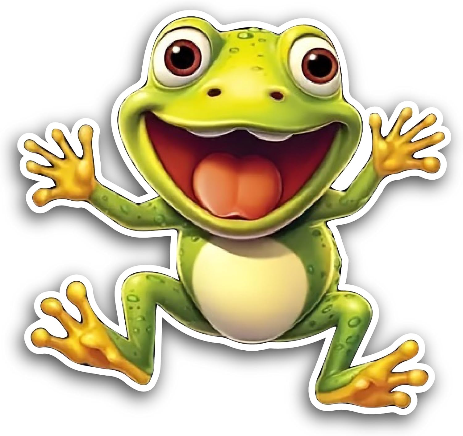 2 (Pieces) 3" and 5" Cute Cartoon Frog Sticker, Waterproof Vinyl Decals for Many Purpose Like Cars, Trucks, Laptops, Phones, Windows and More