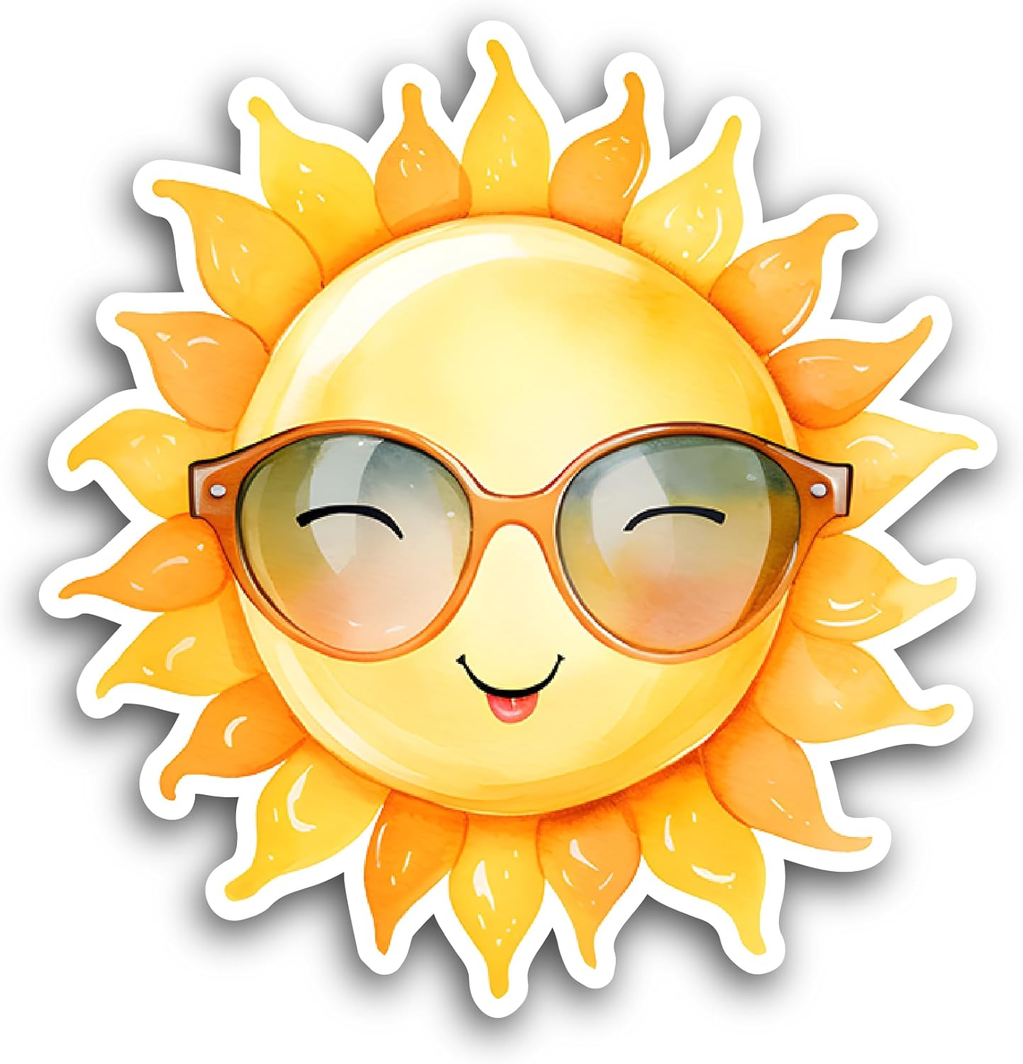 2 (Pieces) 3" and 5" Sun with Sunglasses Sticker, Waterproof Vinyl Decals for Many Purpose Like Cars, Trucks, Laptops, Phones, Windows and More