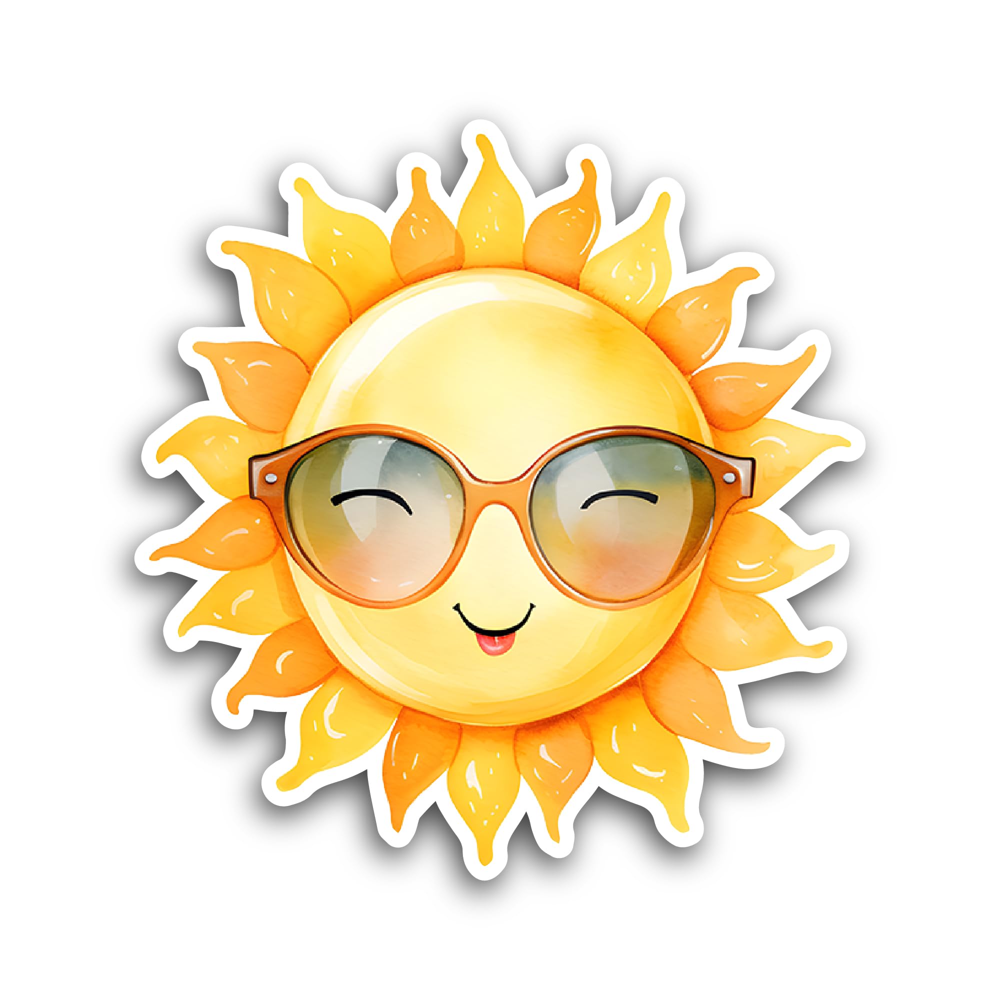 2 (Pieces) 3" and 5" Sun with Sunglasses Sticker, Waterproof Vinyl Decals for Many Purpose Like Cars