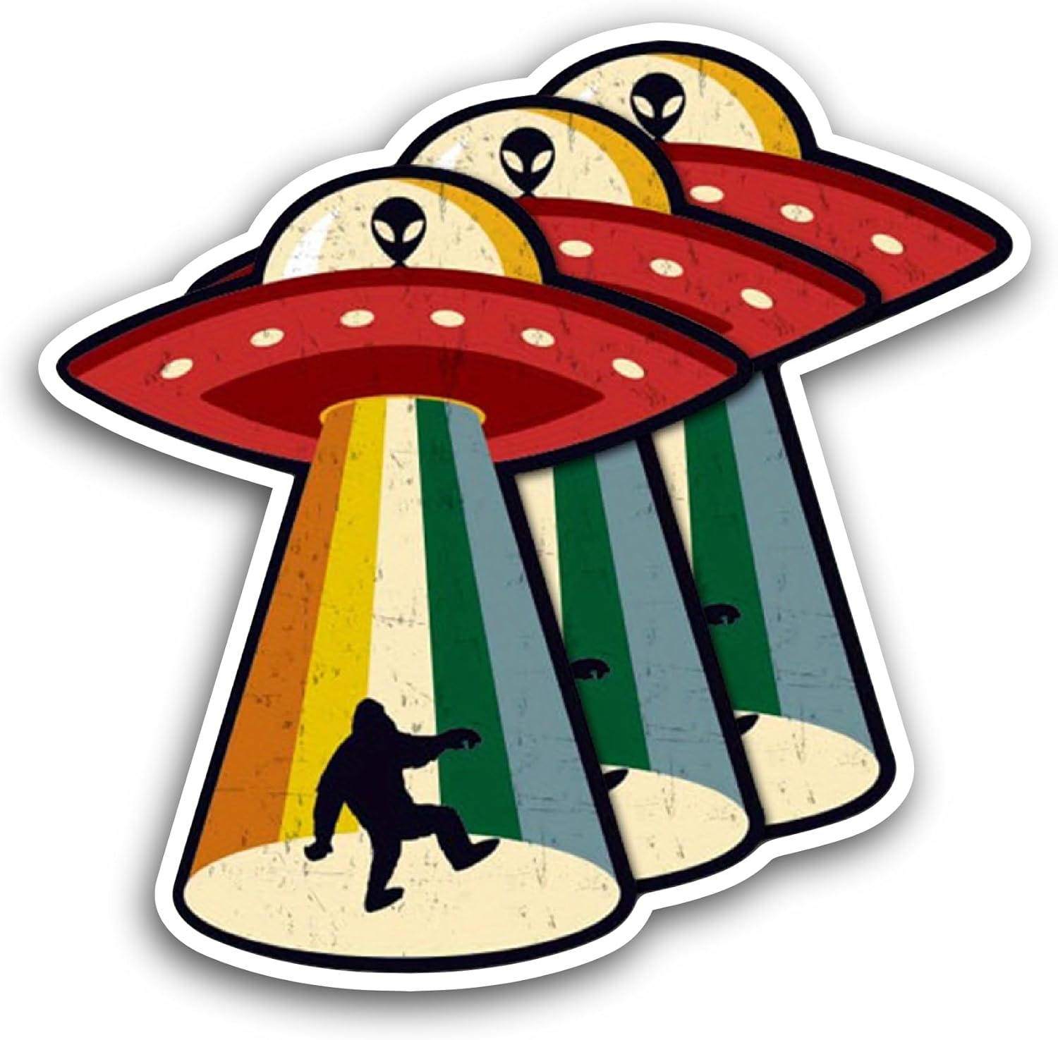 2 (Pieces) 3" and 5" Spaceship Sticker, Waterproof Vinyl Decals for Many Purpose Like Cars, Trucks, Laptops, Phones, Windows and More