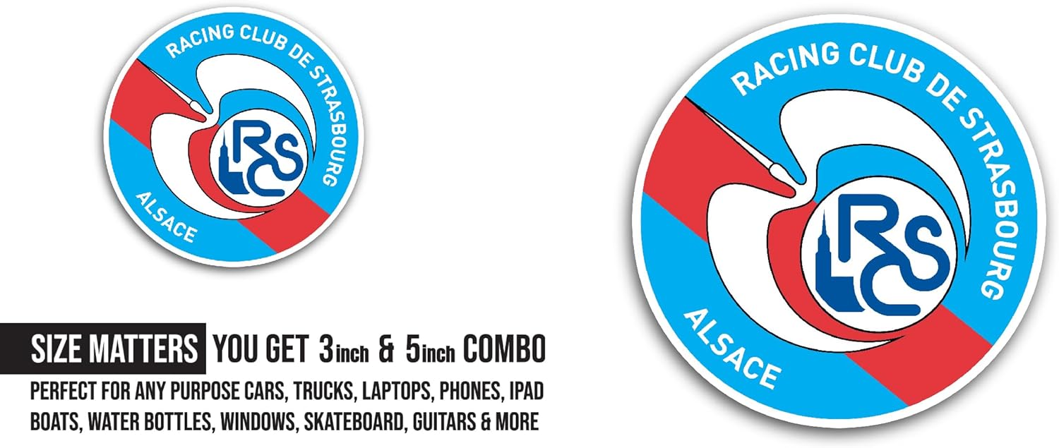2 (Pieces) 3" and 5" R@CING Club Sticker, Waterproof Vinyl Decals for Many Purpose Like Cars, Trucks, Laptops, Phones, Windows and More