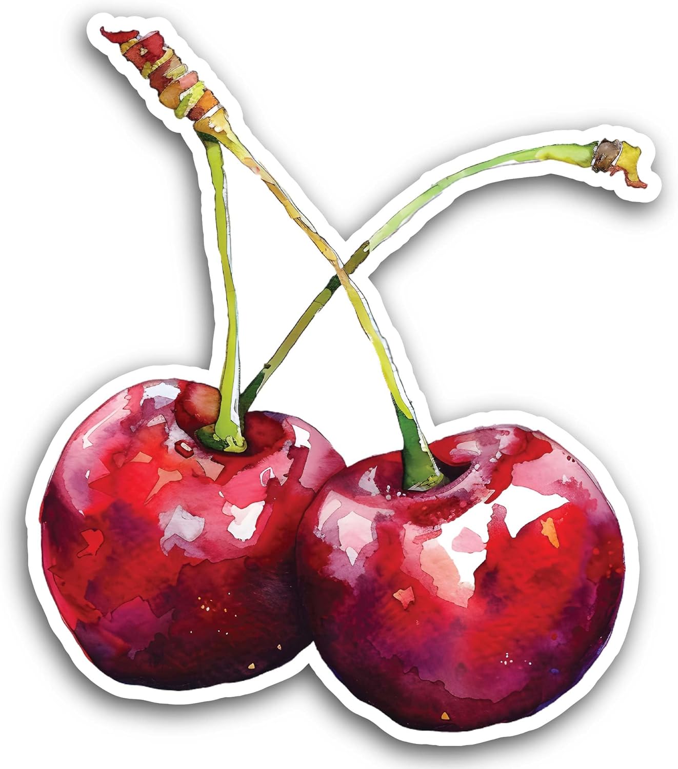 2 (Pieces) 3" and 5" Cherry Sticker, Waterproof Vinyl Decals for Many Purpose Like Cars, Trucks, Laptops, Phones, Windows and More