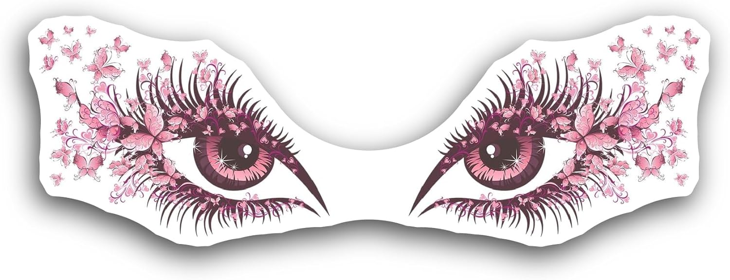 2 (Pieces) 3" and 5" Female Eyes with Long Lashes Sticker, Waterproof Vinyl Decals for Many Purpose Like Cars, Trucks, Laptops, Phones, Windows and More