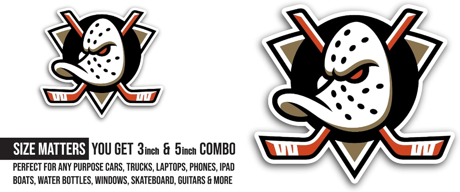 2 (Pieces) 3" and 5" an@heim Ducks Sticker, Waterproof Vinyl Decals for Many Purpose Like Cars, Trucks, Laptops, Phones, Windows and More