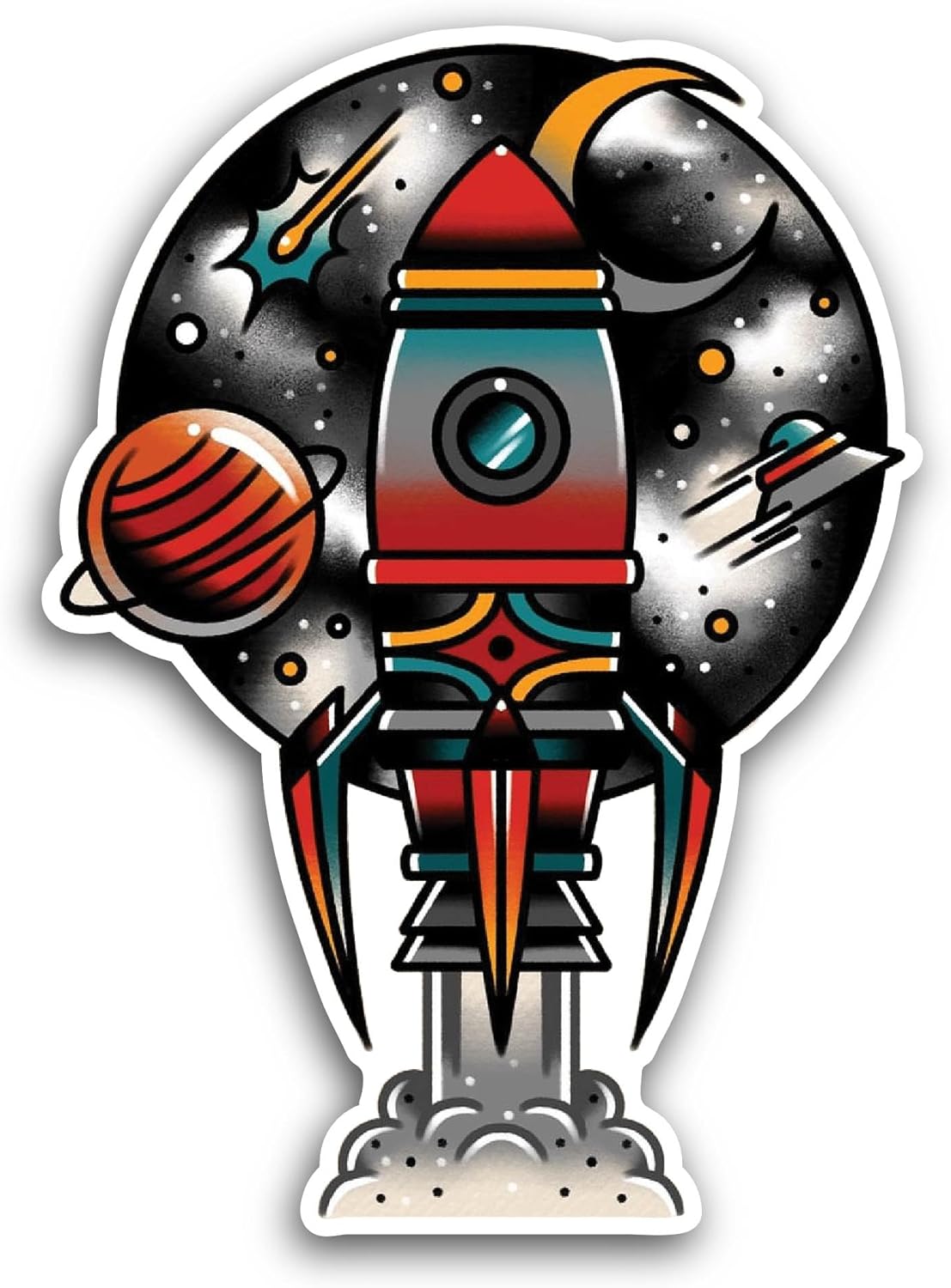 2 (Pieces) 3" and 5" Colorful Rocket Sticker, Waterproof Vinyl Decals for Many Purpose Like Cars, Trucks, Laptops, Phones, Windows and More