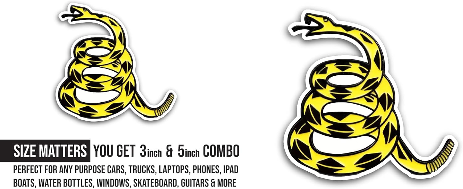 2 (Pieces) 3" and 5" Yellow Snake Sticker, Waterproof Vinyl Decals for Many Purpose Like Cars, Trucks, Laptops, Phones, Windows and More