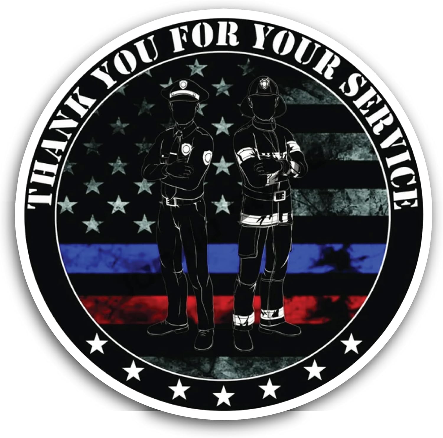 2 (Pieces) 3" and 5" Thankyou for Your Service Sticker, Waterproof Vinyl Decals for Many Purpose Like Cars, Trucks, Laptops, Phones, Windows and More