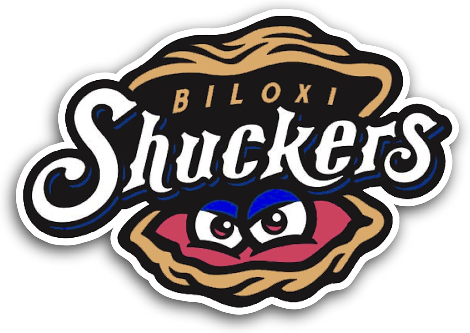 2 (Pieces) 3" and 5" Bil0xi Shuckers Sticker, Waterproof Vinyl Decals for Many Purpose Like Cars, Trucks, Laptops, Phones, Windows and More