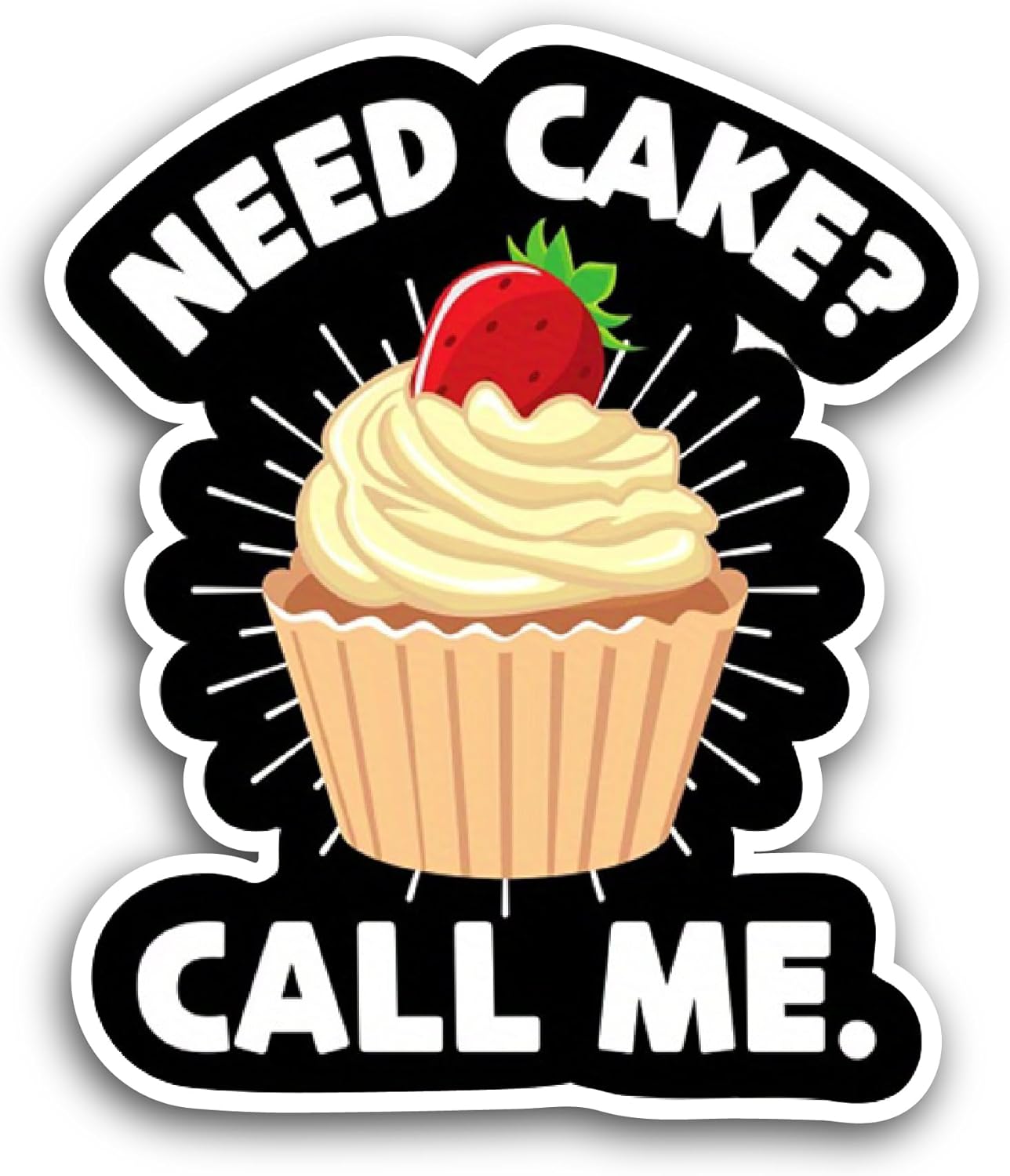 2 (Pieces) 3" and 5" Need Cake? Call Me Sticker, Waterproof Vinyl Decals for Many Purpose Like Cars, Trucks, Laptops, Phones, Windows and More