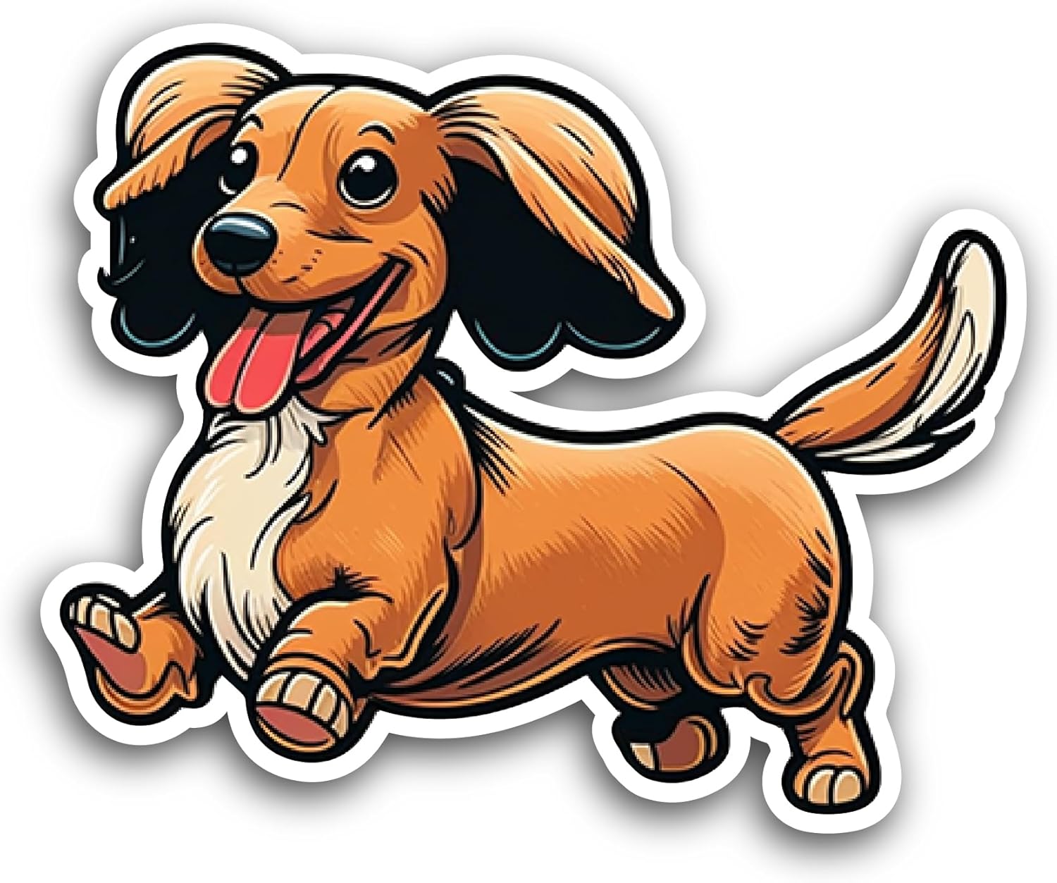 2 (Pieces) 3" and 5" Cute Dachshund Sticker, Waterproof Vinyl Decals for Many Purpose Like Cars, Trucks, Laptops, Phones, Windows and More