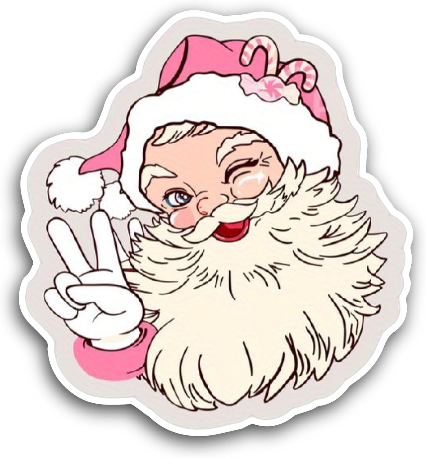2 (Pieces) 3" and 5" Pink Retro Santa Sticker, Waterproof Vinyl Decals for Many Purpose Like Cars, Trucks, Laptops, Phones, Windows and More