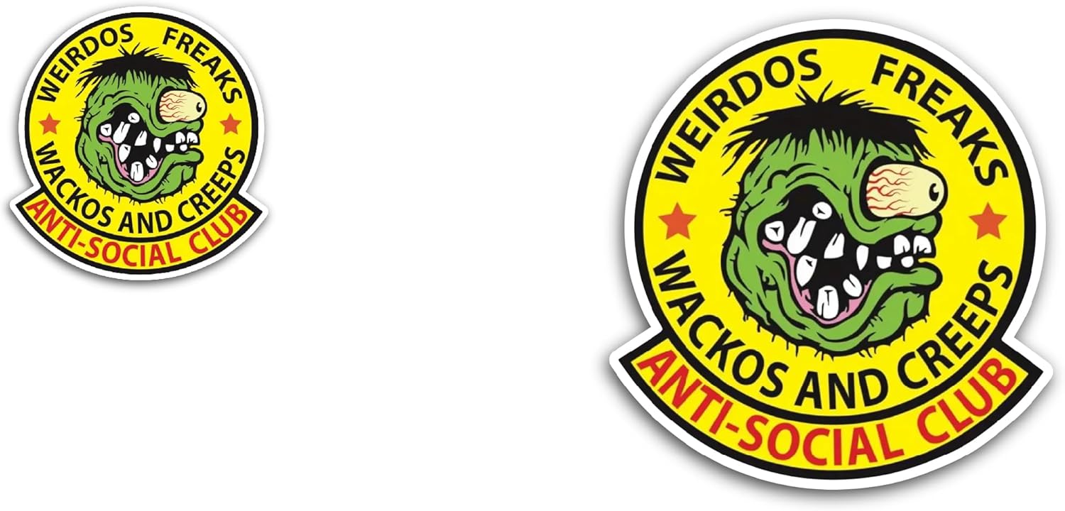 2 (Pieces) 3" and 5" Weirdos Freaks Wackos and Creeps Sticker, Waterproof Vinyl Decals for Many Purpose Like Cars, Trucks, Laptops, Phones, Windows and More