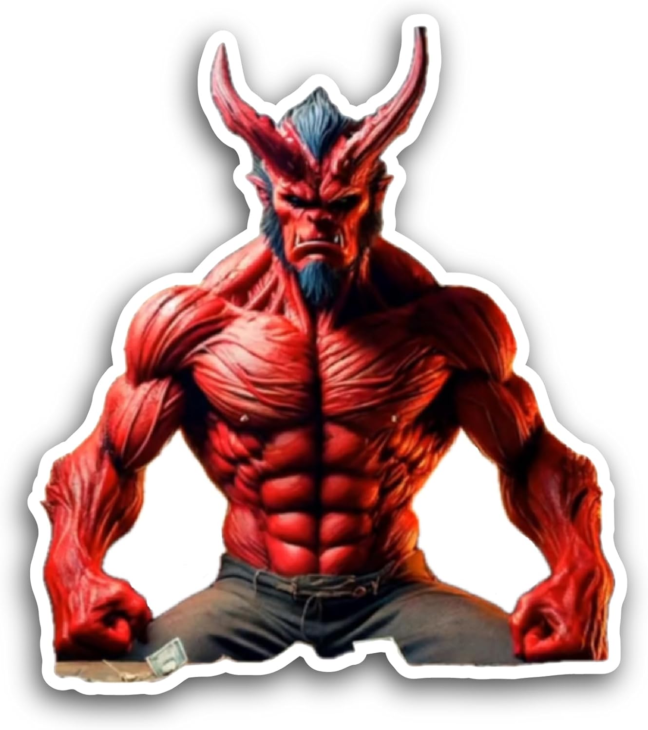 2 (Pieces) 3" and 5" Red Angry Devil Sticker, Waterproof Vinyl Decals for Many Purpose Like Cars, Trucks, Laptops, Phones, Windows and More