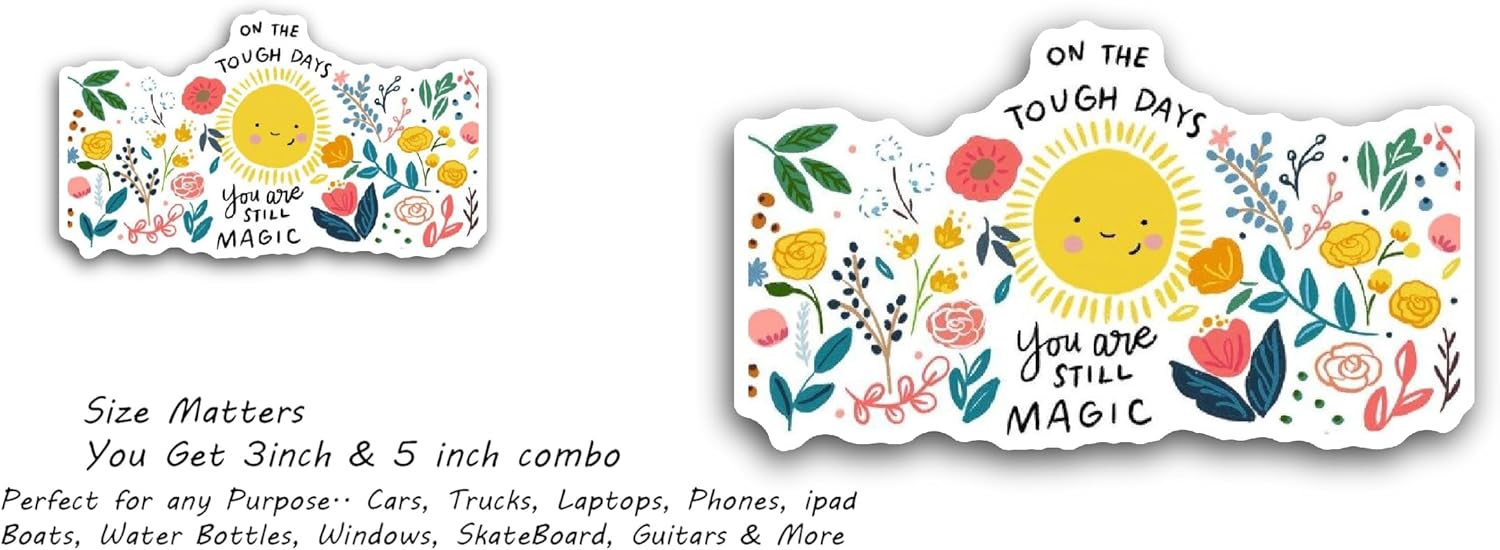 2 (Pieces) 3" and 5" On The Tough Days Text Sticker, Waterproof Vinyl Decals for Many Purpose Like Cars, Trucks, Laptops, Phones, Windows and More