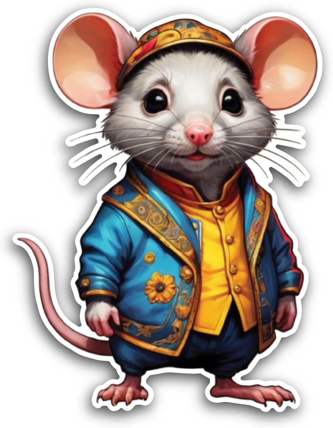 2 (Pieces) 3" and 5" Cute Cartoon Mouse Sticker, Waterproof Vinyl Decals for Many Purpose Like Cars, Trucks, Laptops, Phones, Windows and More