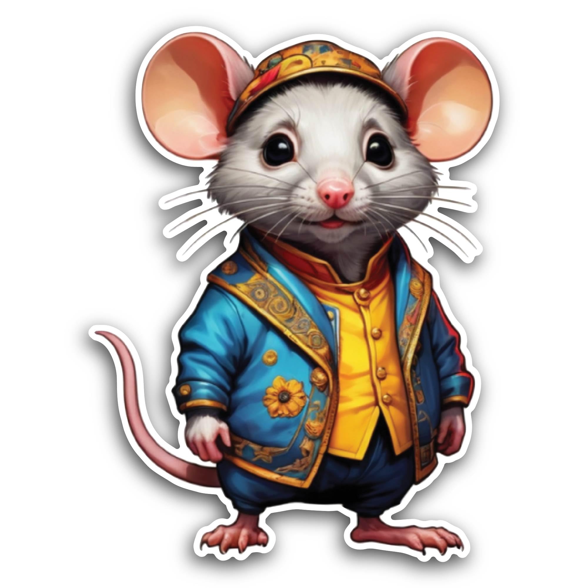 2 (Pieces) 3" and 5" Cute Cartoon Mouse Sticker, Waterproof Vinyl Decals for Many Purpose Like Cars,