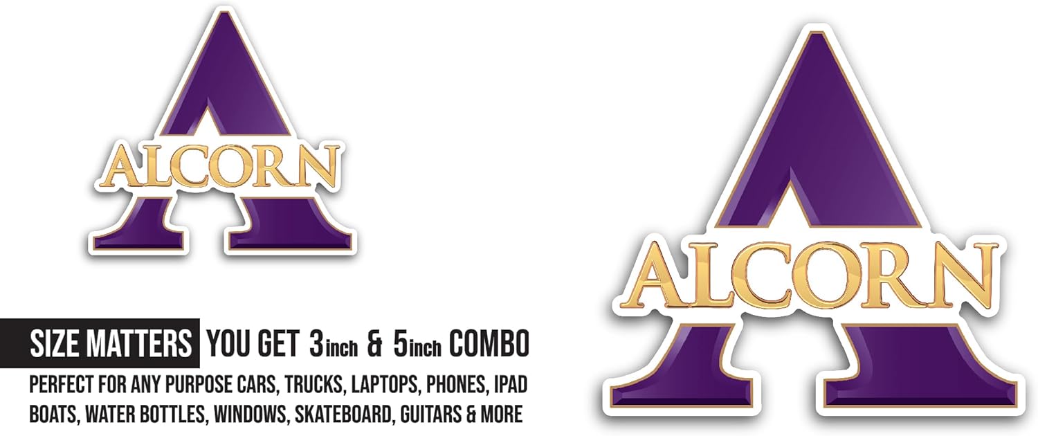 2 (Pieces) 3" and 5" Alc0rn Sticker, Waterproof Vinyl Decals for Many Purpose Like Cars, Trucks, Laptops, Phones, Windows and More