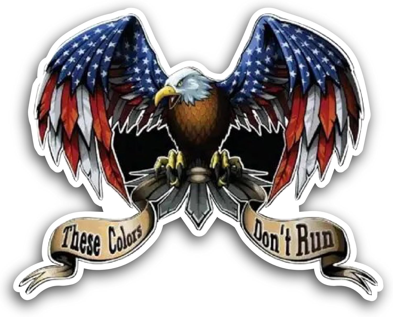 2 (Pieces) 3" and 5" Eagle American Flag Sticker, Waterproof Vinyl Decals for Many Purpose Like Cars, Trucks, Laptops, Phones, Windows and More