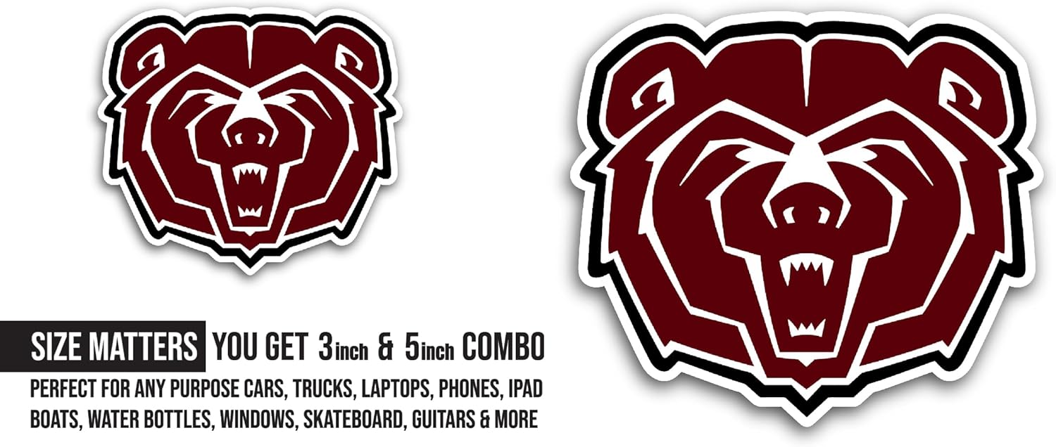 2 (Pieces) 3" and 5" Missouri State B3ars Sticker, Waterproof Vinyl Decals for Many Purpose Like Cars, Trucks, Laptops, Phones, Windows and More