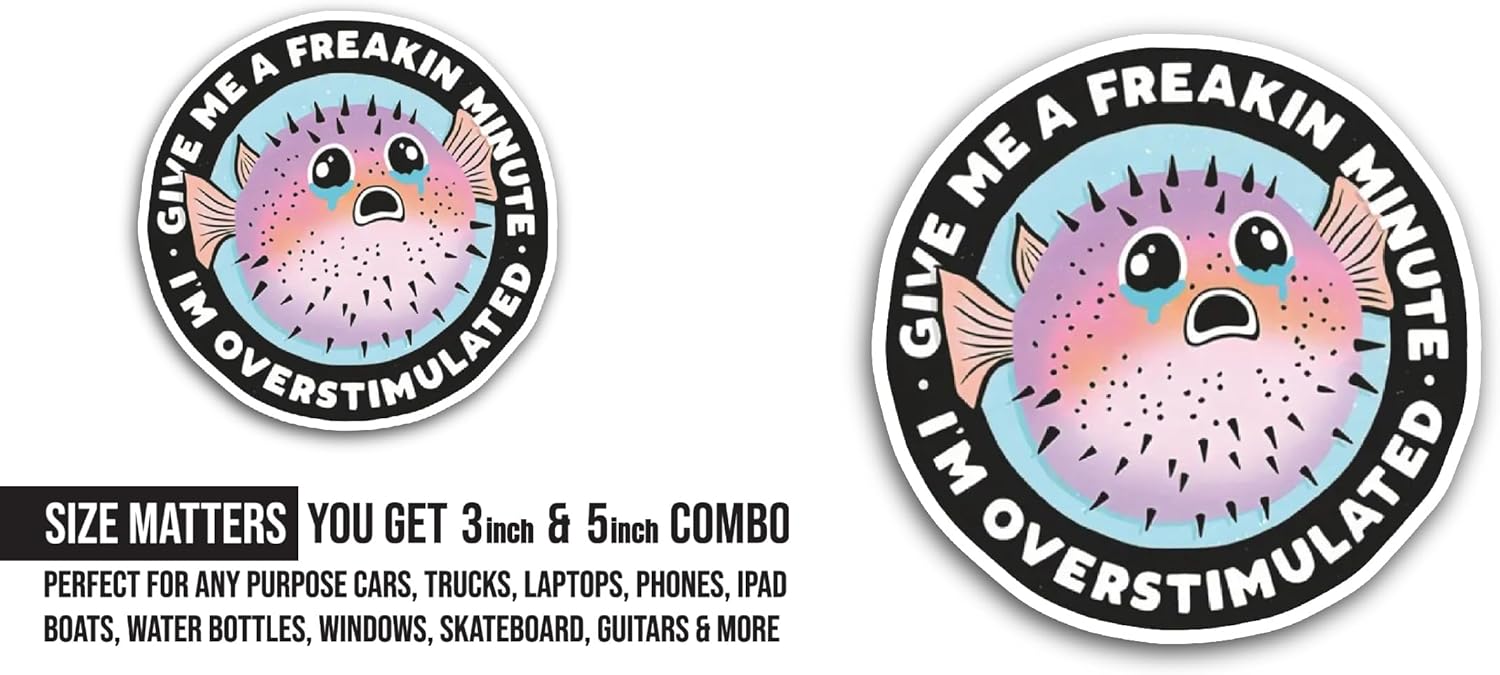 2 (Pieces) 3" and 5" Give Me A Freakin Minute Sticker, Waterproof Vinyl Decals for Many Purpose Like Cars, Trucks, Laptops, Phones, Windows and More