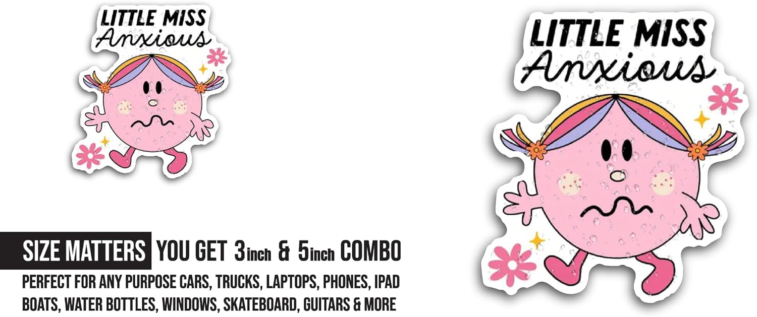2 (Pieces) 3" and 5" Little Miss Sticker, Waterproof Vinyl Decals for Many Purpose Like Cars, Trucks, Laptops, Phones, Windows and More