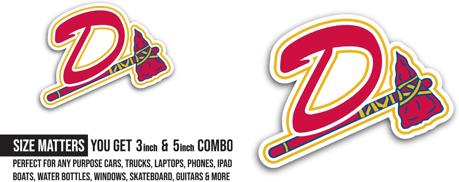 2 (Pieces) 3" and 5" D@nville Braves Sticker, Waterproof Vinyl Decals for Many Purpose Like Cars, Trucks, Laptops, Phones, Windows and More