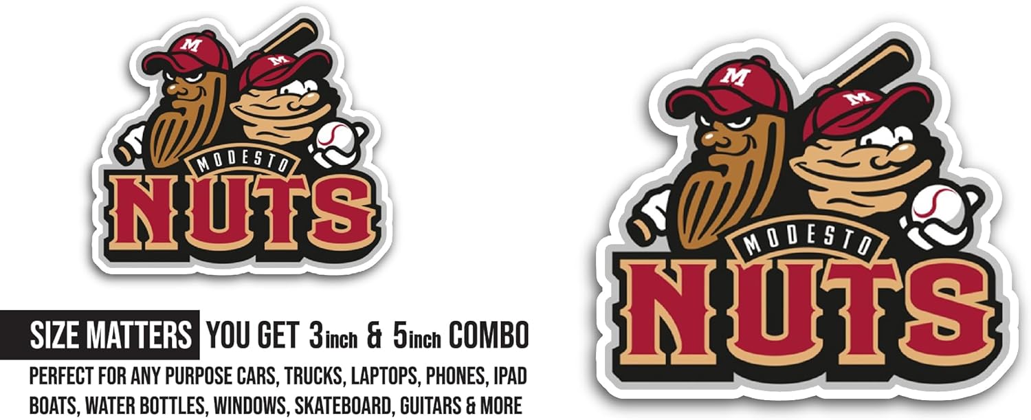 2 (Pieces) 3" and 5" M0desto Nuts Decal Sticker, Waterproof Vinyl Decals for Many Purpose Like Cars, Trucks, Laptops, Phones, Windows and More