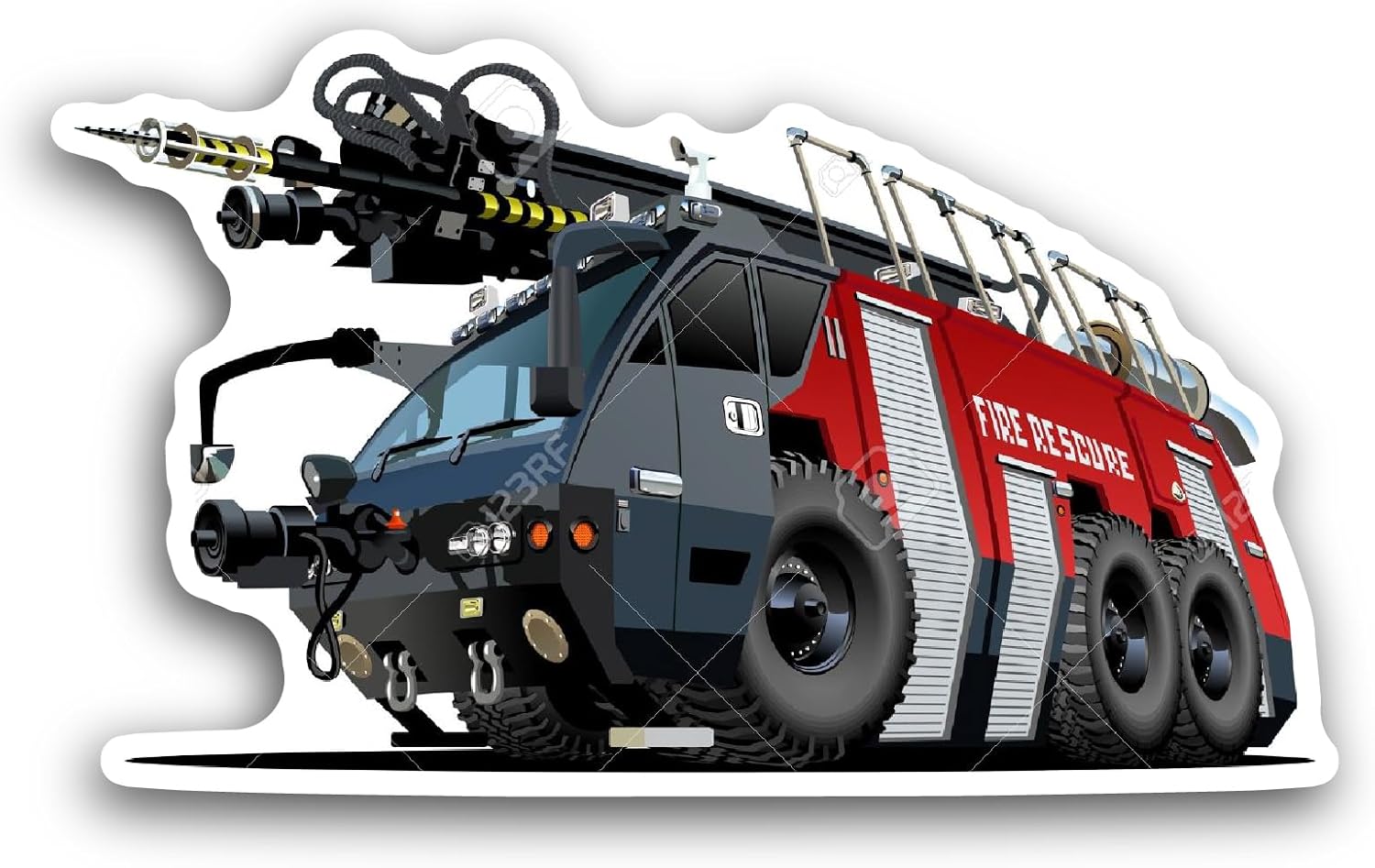 2 (Pieces) 3" and 5'' Fire Truck Sticker, Waterproof Vinyl Decals for Many Purpose Like Cars, Trucks, Laptops, Phones, Windows and More