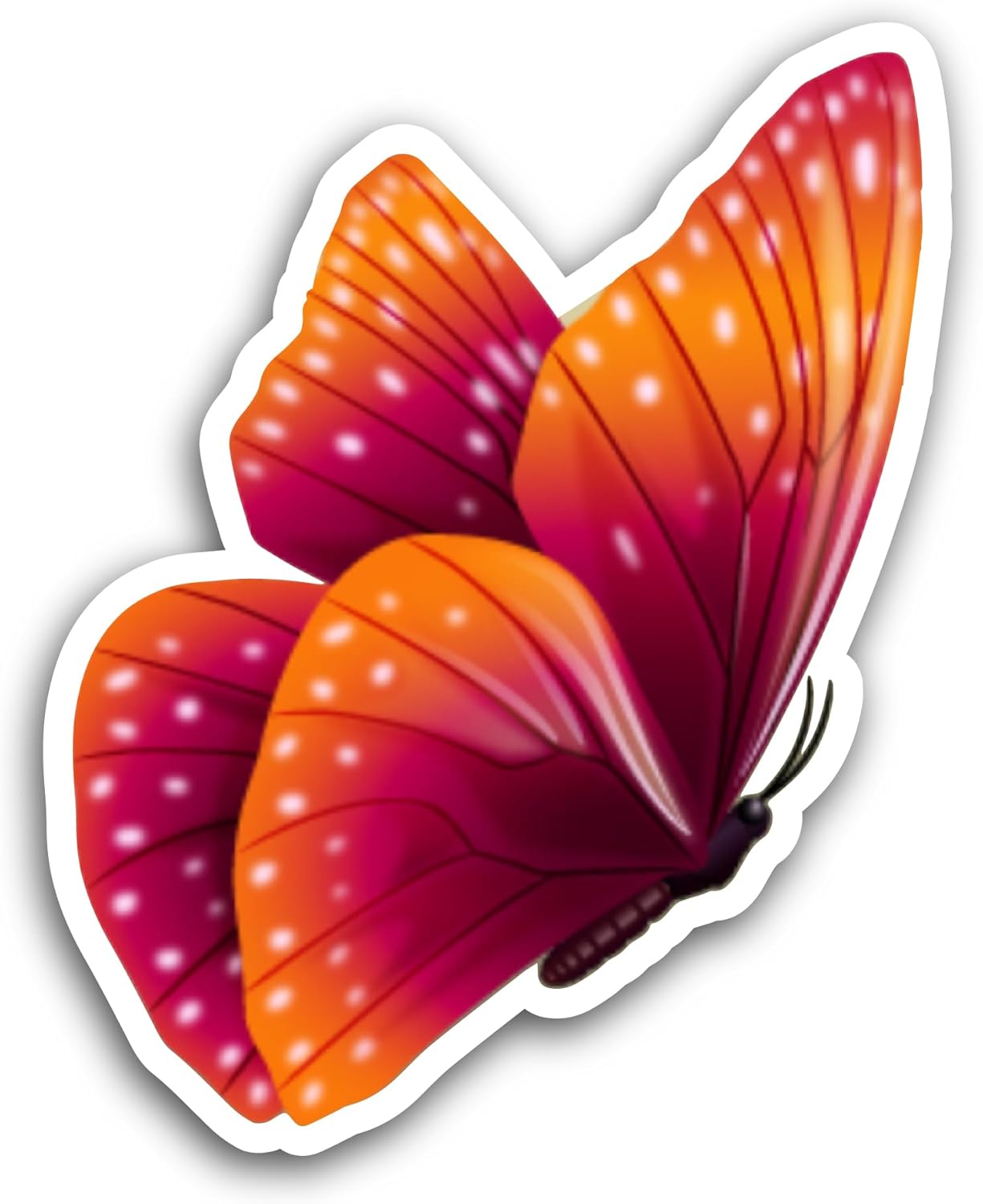 2 (Pieces) 3" and 5" Red Butterfly Side View Sticker, Waterproof Vinyl Decals for Many Purpose Like Cars, Trucks, Laptops, Phones, Windows and More