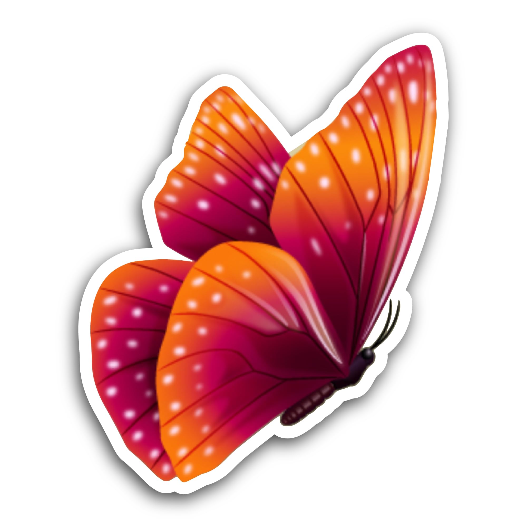 2 (Pieces) 3" and 5" Red Butterfly Side View Sticker, Waterproof Vinyl Decals for Many Purpose Like 
