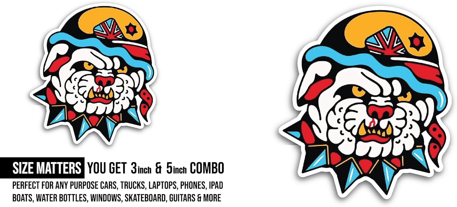 2 (Pieces) 3" and 5" Colorful Head Sticker, Waterproof Vinyl Decals for Many Purpose Like Cars, Trucks, Laptops, Phones, Windows and More