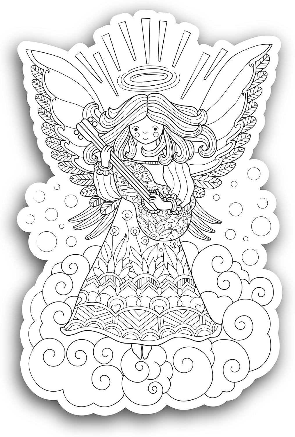 2 (Pieces) 3" and 5" Angel Vinyl Decal Sticker, Waterproof Vinyl Decals for Many Purpose Like Cars, Trucks, Laptops, Phones, Windows and More