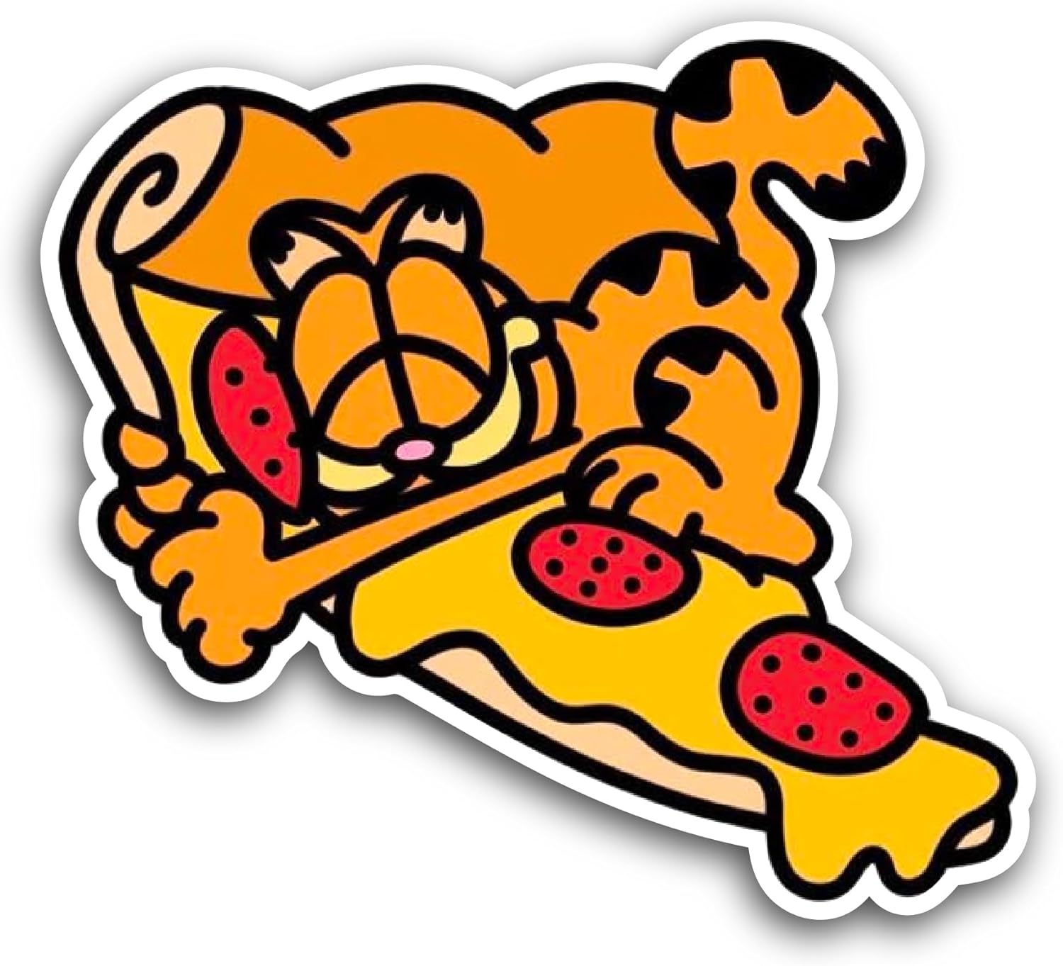2 (Pieces) 3" and 5" Garfi3ld Cat Sticker, Waterproof Vinyl Decals for Many Purpose Like Cars, Trucks, Laptops, Phones, Windows and More