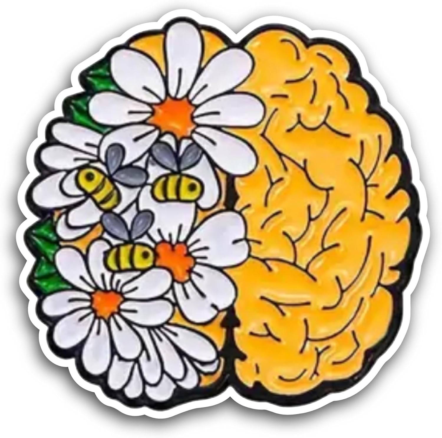 2 (Pieces) 3" and 5" Floral Brain Sticker, Waterproof Vinyl Decals for Many Purpose Like Cars, Trucks, Laptops, Phones, Windows and More