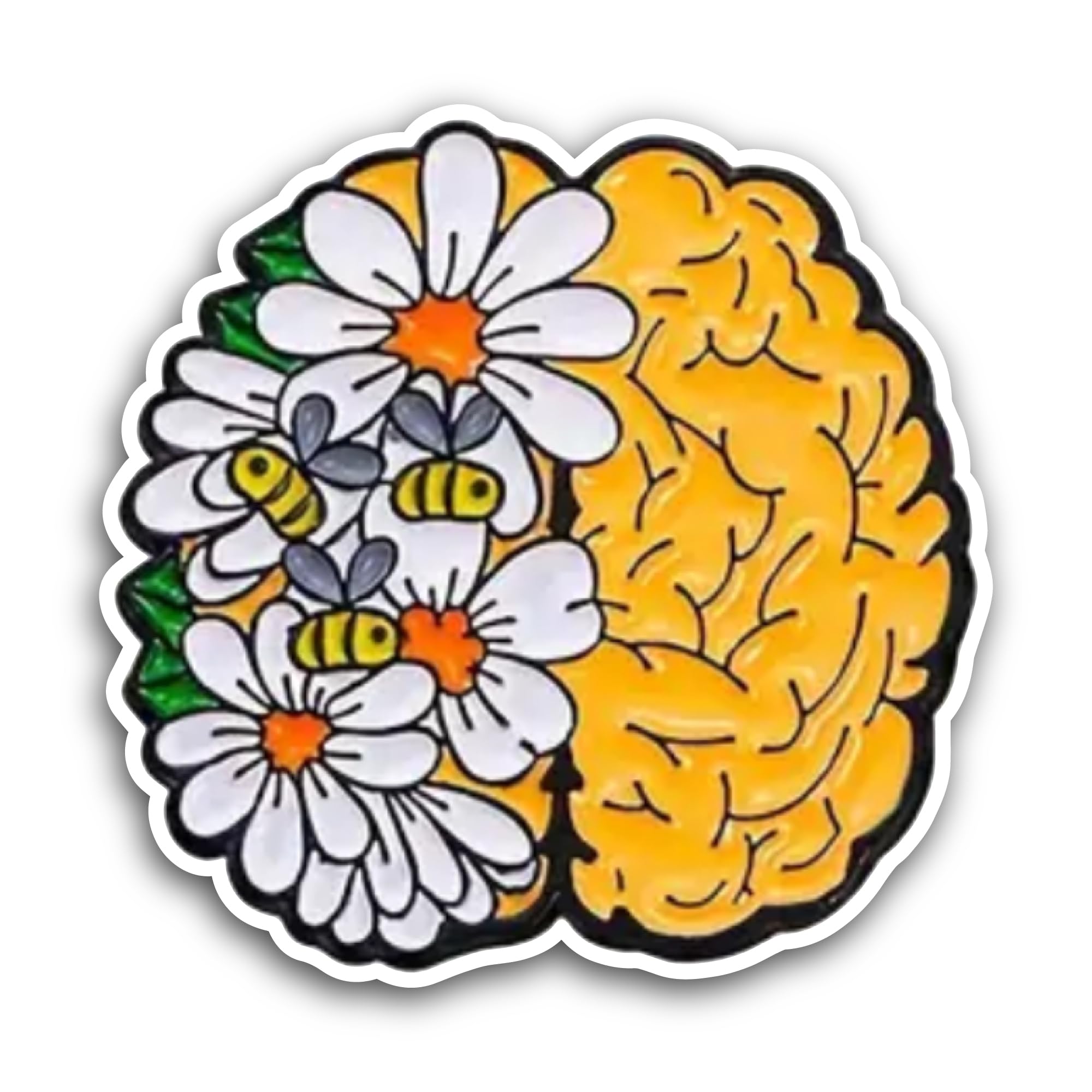 2 (Pieces) 3" and 5" Floral Brain Sticker, Waterproof Vinyl Decals for Many Purpose Like Cars, Truck