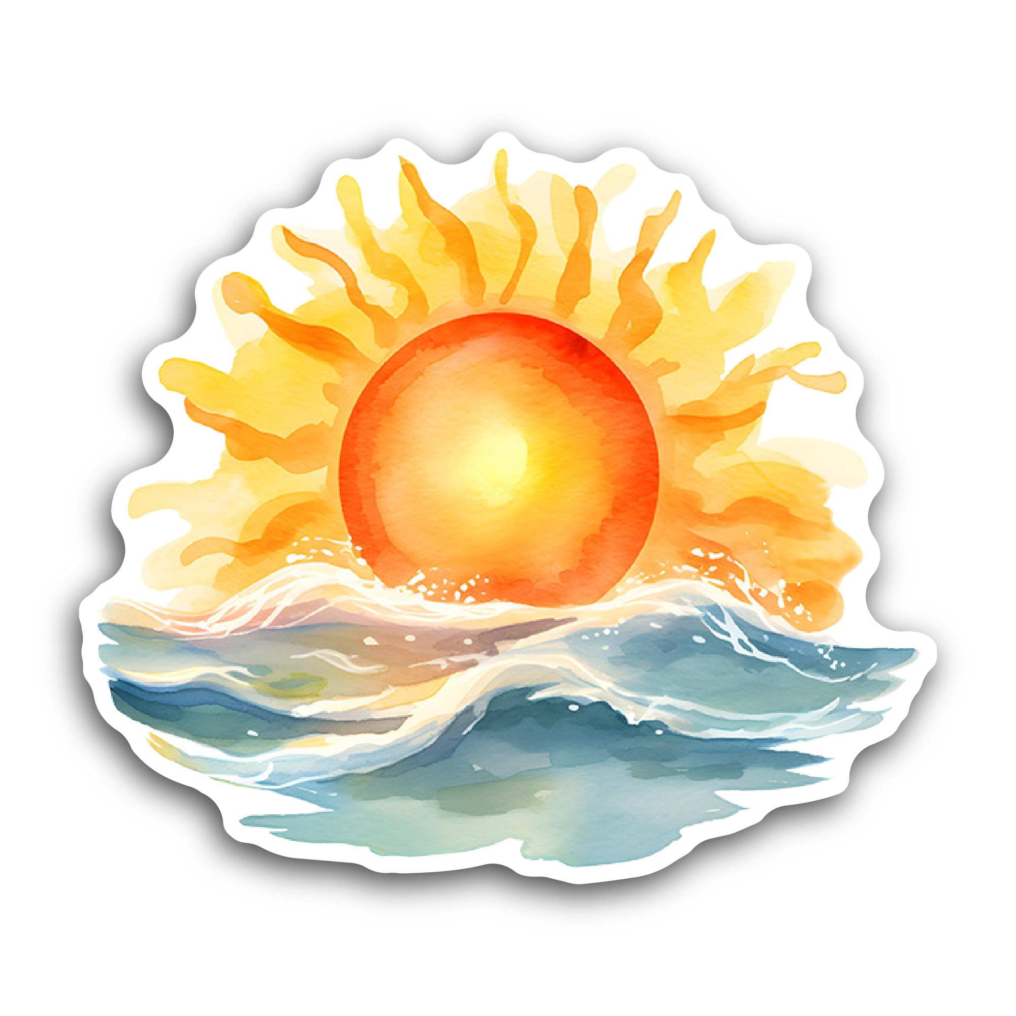 2 (Pieces) 3" and 5" Ocean and Sun Sticker, Waterproof Vinyl Decals for Many Purpose Like Cars, Truc