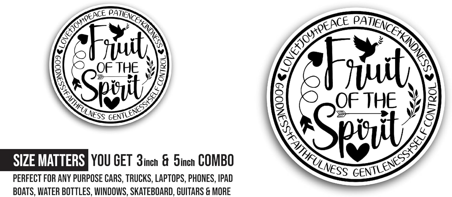 2 (Pieces) 3" and 5" Fruit Spirit Sticker, Waterproof Vinyl Decals for Many Purpose Like Cars, Trucks, Laptops, Phones, Windows and More