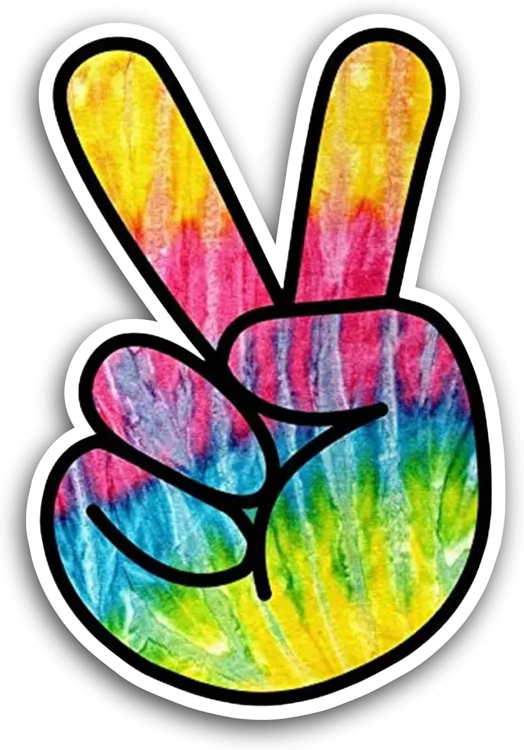 2 (Pieces) 3" and 5" Tie Dye Peace Fingers Sticker, Waterproof Vinyl Decals for Many Purpose Like Cars, Trucks, Laptops, Phones, Windows and More