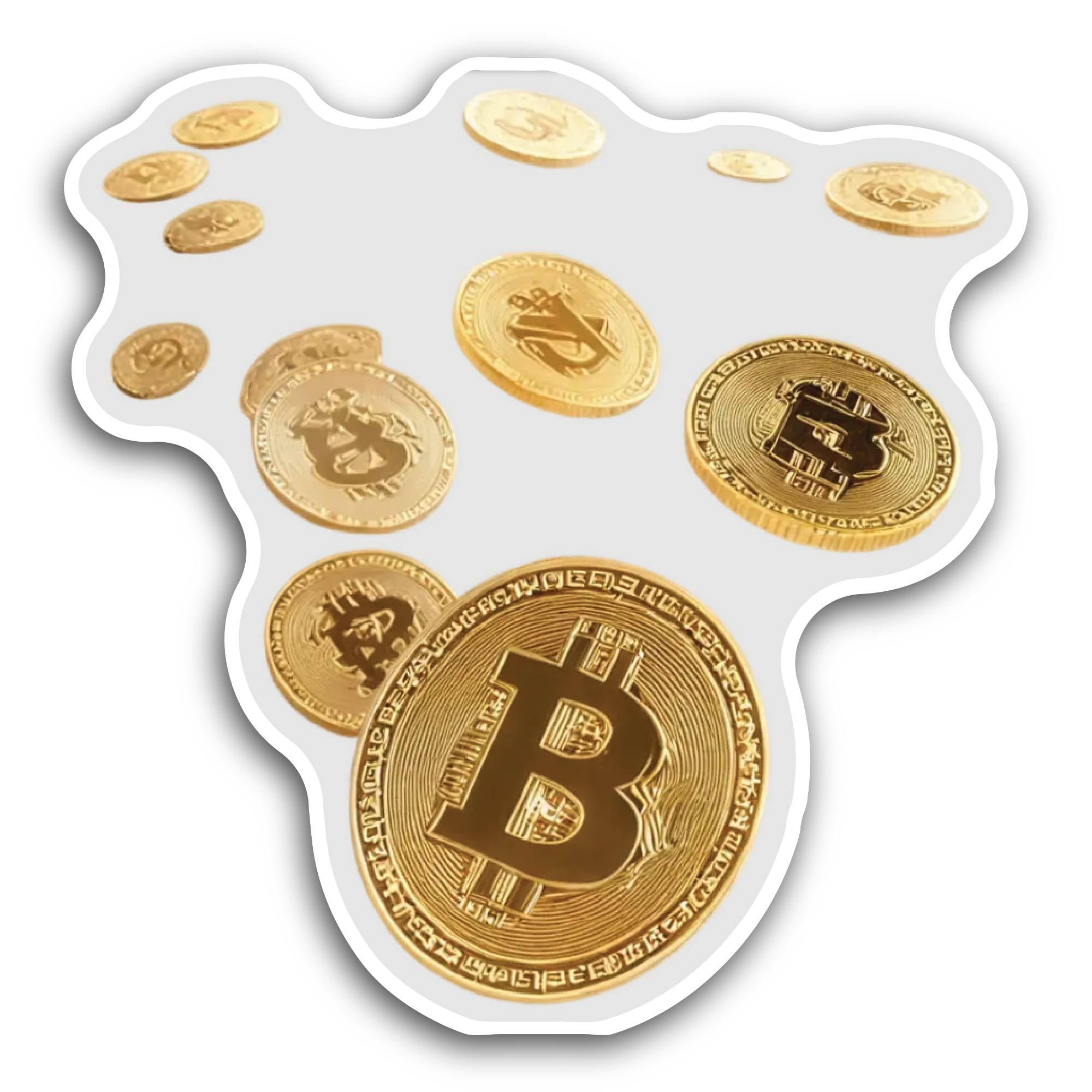 2 (Pieces) 3" and 5" Bitcoin Gold Coins Sticker, Waterproof Vinyl Decals for Many Purpose Like Cars,