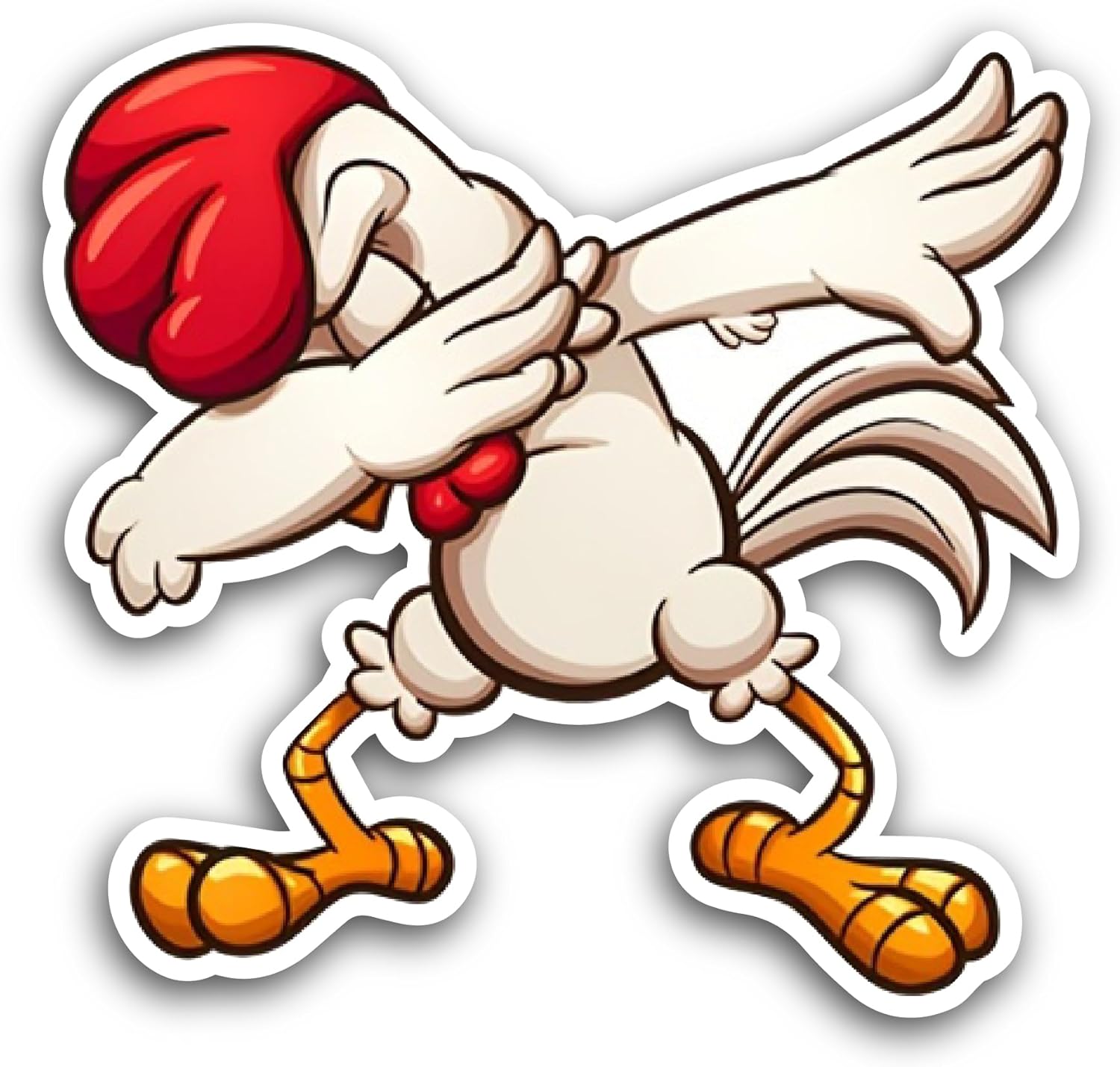 2 (Pieces) 3" and 5" Cartoon Chicken Sticker, Waterproof Vinyl Decals for Many Purpose Like Cars, Trucks, Laptops, Phones, Windows and More