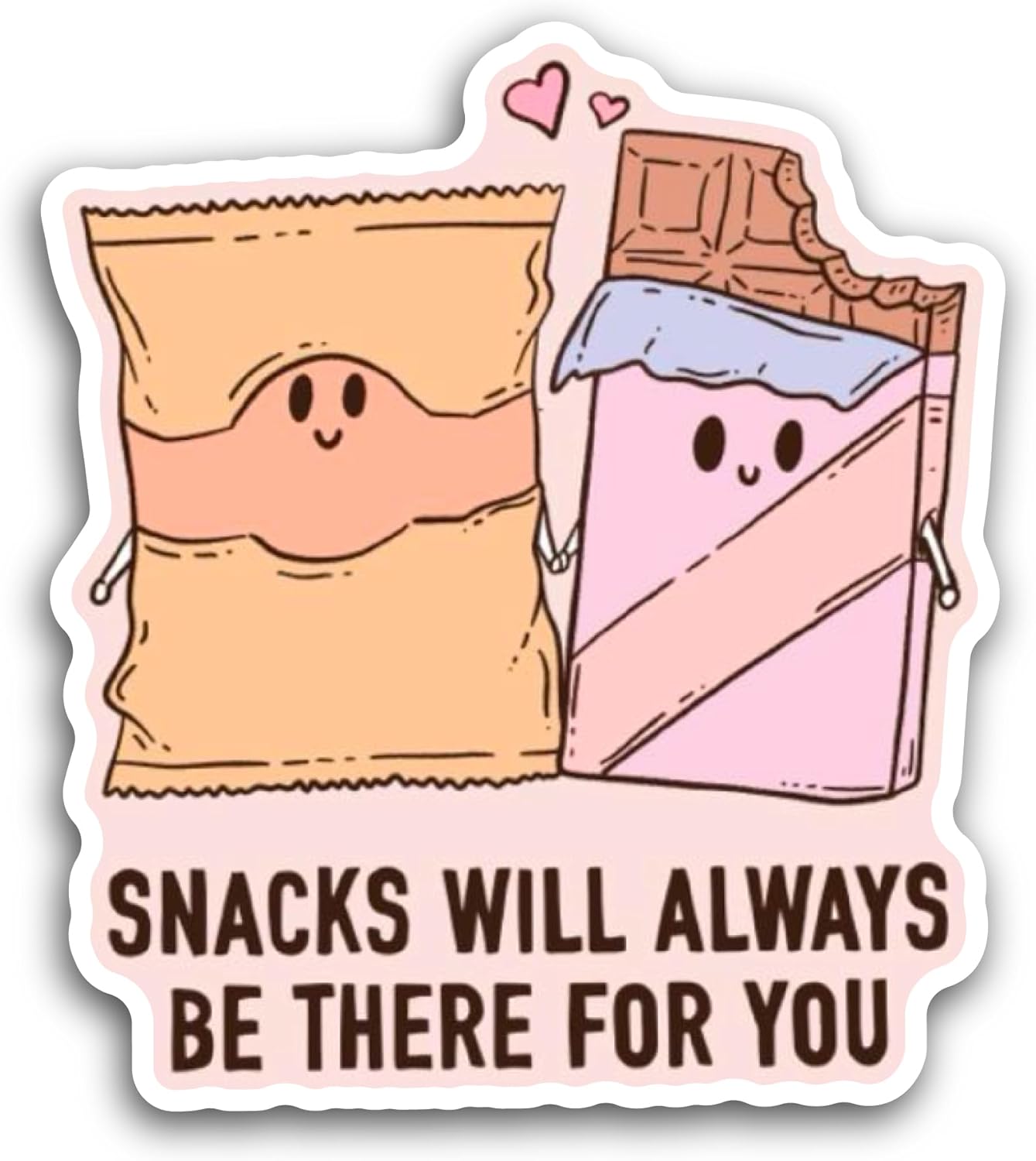 2 (Pieces) 3" and 5" Snacks Will Always Be There for You Sticker, Waterproof Vinyl Decals for Many Purpose Like Cars, Trucks, Laptops, Phones, Windows and More